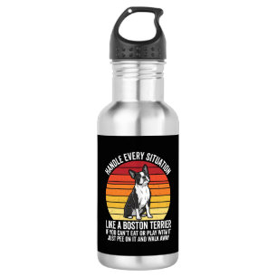 Botella De Agua Divertida Actitud de Perro Retro Boston Terrier
