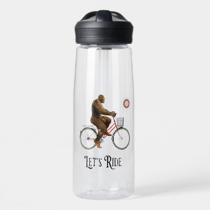 Botella De Agua Divertida Aventura Retro en Bicicleta de Bigfoot