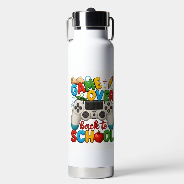 Botella de agua divertida para jugadores Game Over (Frente)