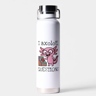 Botella De Agua Divertidas preguntas de axolotl azteca Oh No botón
