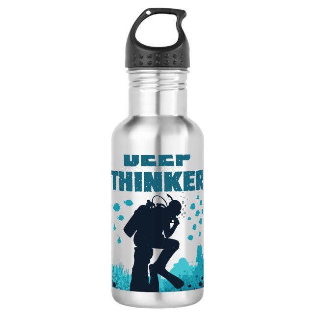 Botella De Agua Divertido buceo Scuba Deep Thinker Rodin (Anverso)