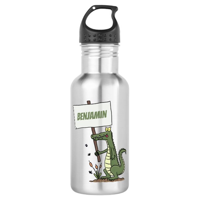 Botella De Agua Divertido cocodrilo alineador con personalizado de (Anverso)