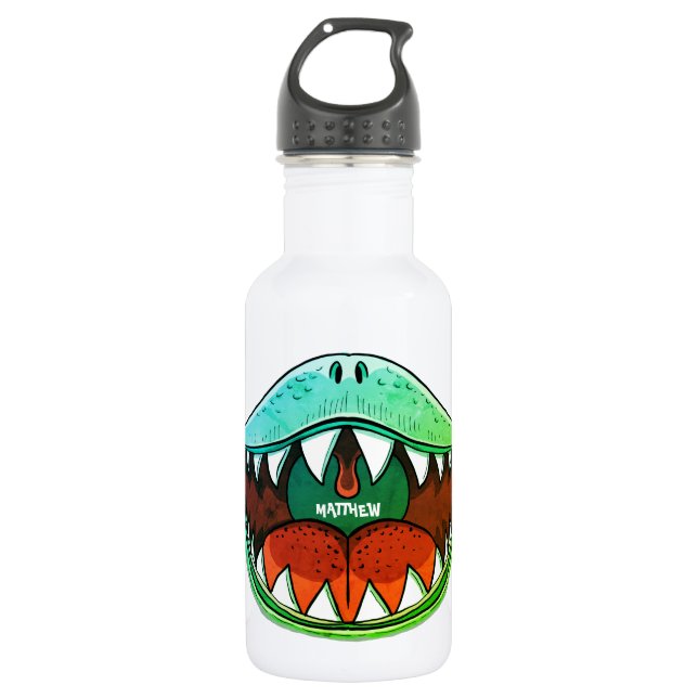 Botella De Agua Divertido Dinosaurio Boca Kilos Personalizado Nomb (Anverso)