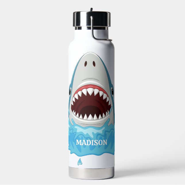 Botella De Agua Divertido nombre personalizado de tiburón (Izquierda)