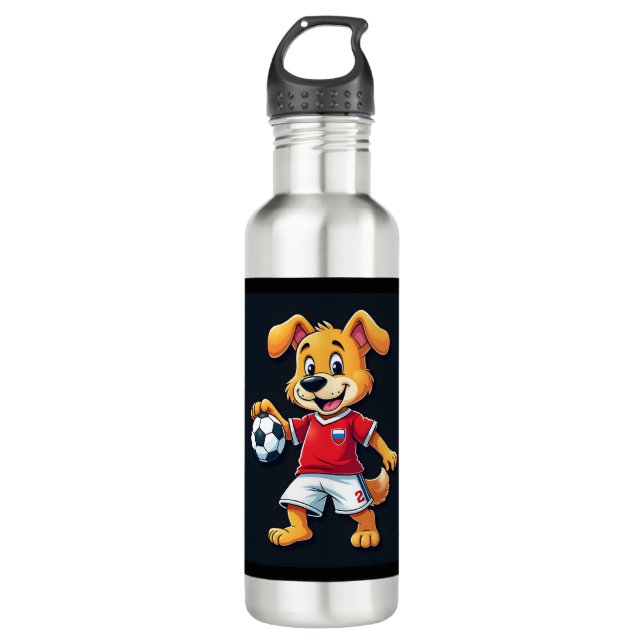 Botella De Agua Divertido perro canino Rusia Soccer Jersey ruso Fo (Anverso)