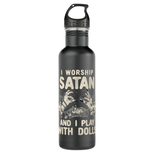 Botella De Agua Divertido Satanic Que Adoro A Satan Y Juego Con Mu (Anverso)