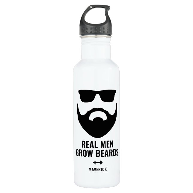 Botella De Agua Divertidos hombres de verdad cultivan barbas nombr (Anverso)