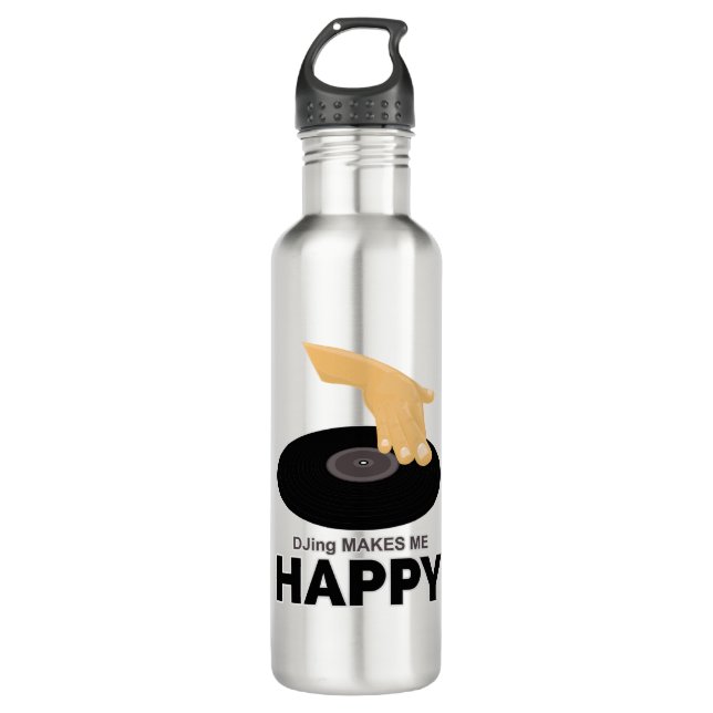 Botella De Agua DJing me hace feliz (Anverso)
