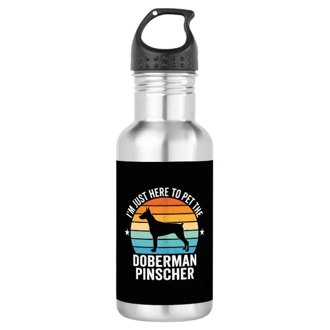 Botella De Agua Doberman Pinscher Retro Acaricia (Anverso)