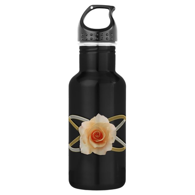 Botella De Agua Doble Infinito Rosa de Plata y Oro (Anverso)