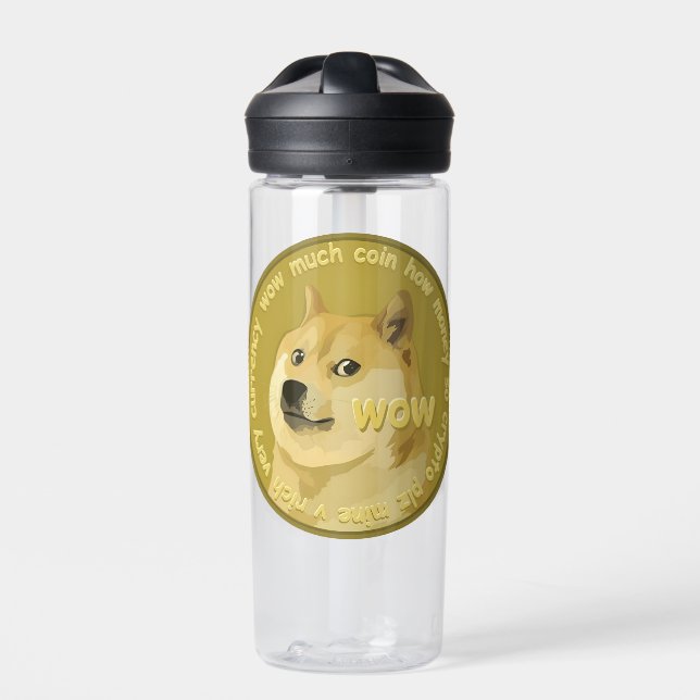 Botella De Agua Dogecoin Wow Doge Moneda De Criptografía (Delante)