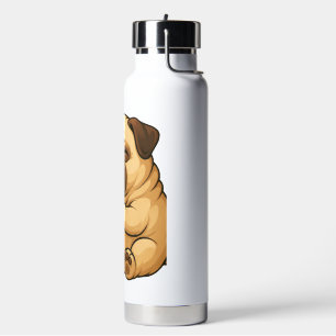 Botella De Agua Donut de dibujos animados divertido pug lindo comi