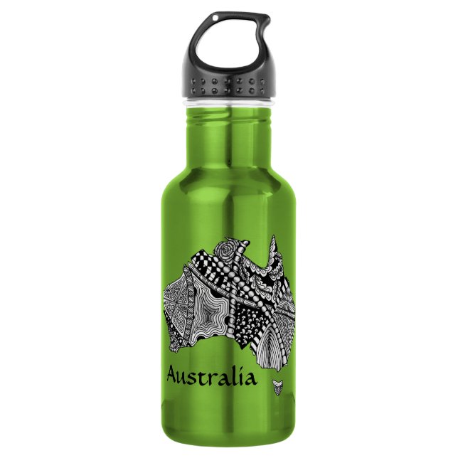 Botella De Agua Doodle de arte de mapas de Australia (Anverso)