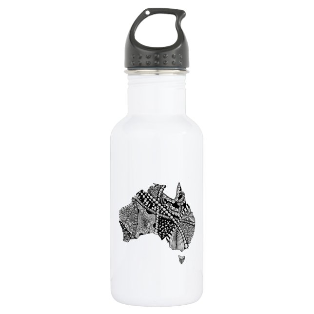 Botella De Agua Doodle de mapas de Australia (Anverso)