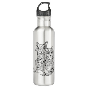 Botella De Agua Doodle del Fox de Boho
