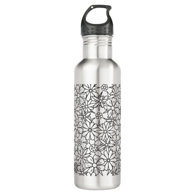 Botella De Agua Doodle floral (Anverso)