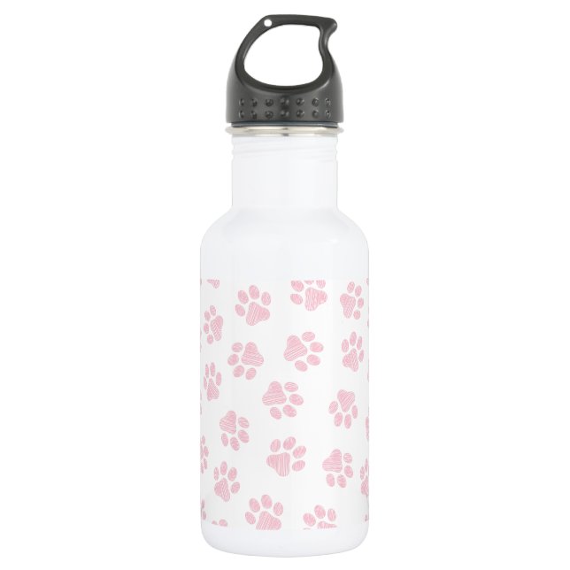 Botella De Agua Doodle Paws, Patas de Perro, Patas Rosa de Bebé (Anverso)