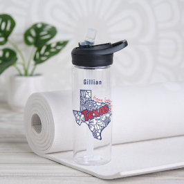 Botella De Agua Doodles florales de Texas personalizados