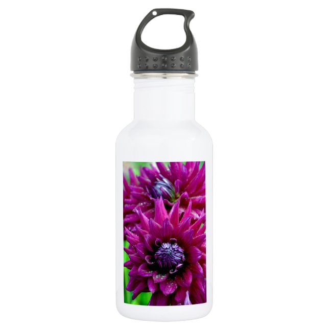 Botella De Agua Dos dahlias moradas florecen (Anverso)