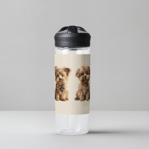 Botella De Agua 🐶 dos perros cortos con fondo estelar ✨
