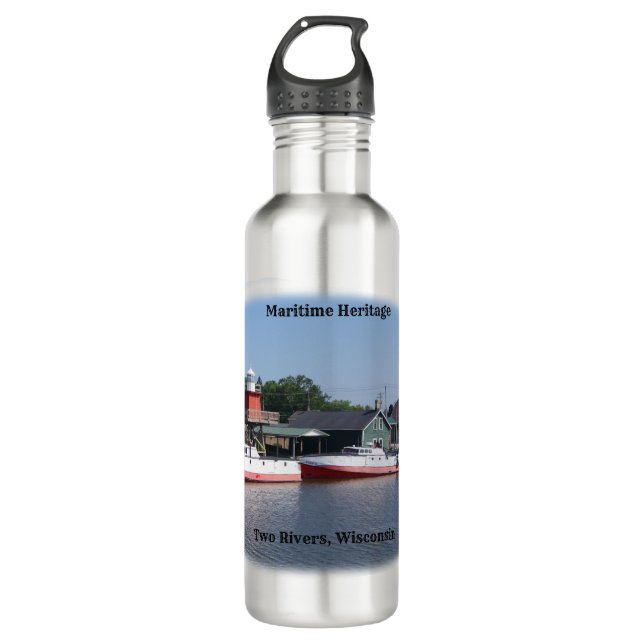 Botella De Agua Dos ríos, patrimonio marítimo de Wisconsin (Anverso)