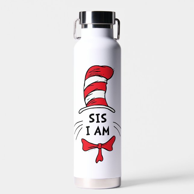 Botella De Agua Dr. Seuss | Gato en el Gorra - Sis I am (Delantero)
