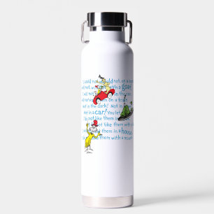 Botella De Agua Dr. Seuss   Patrón de cuento de Huevos Verdes y Ja