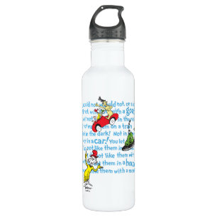 Botella De Agua Dr. Seuss  Patrón De Huevos Verdes Y Cuadros De Ja