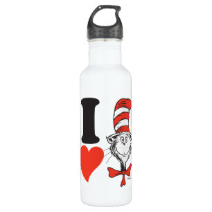Botella De Agua Dr. Seuss Valentine   Corazón del gato en el Gorra