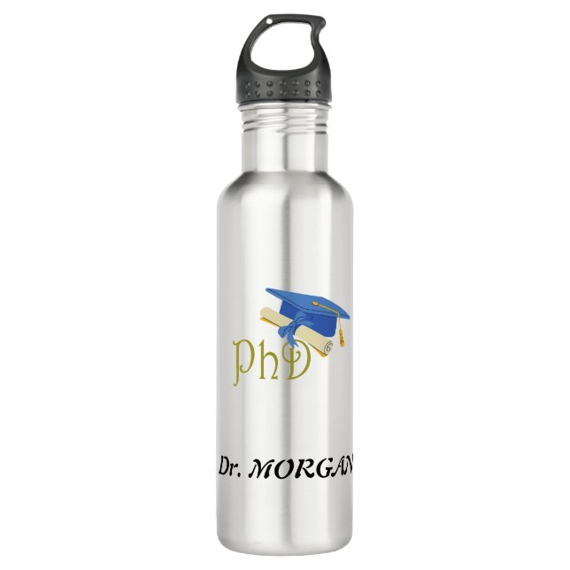 Botella De Agua Dr. (Su Nombre) Graduados de Doctorado (Anverso)