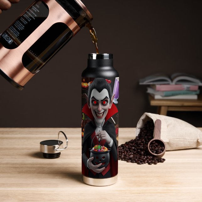 Botella De Agua Drácula De Vampiro Asombroso Para Halloween (Café (girado))