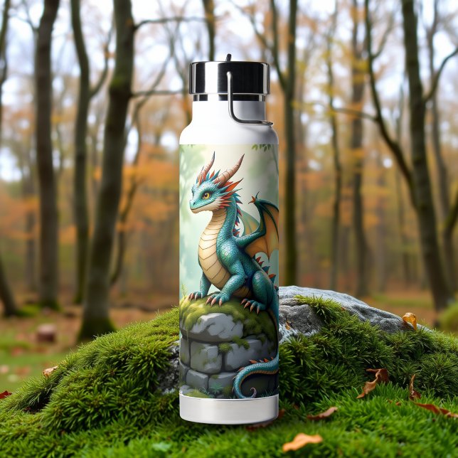 Botella De Agua Dragón caprichoso en piedra antigua (Subido por el creador)