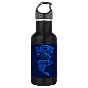 Botella De Agua Dragón chino azul