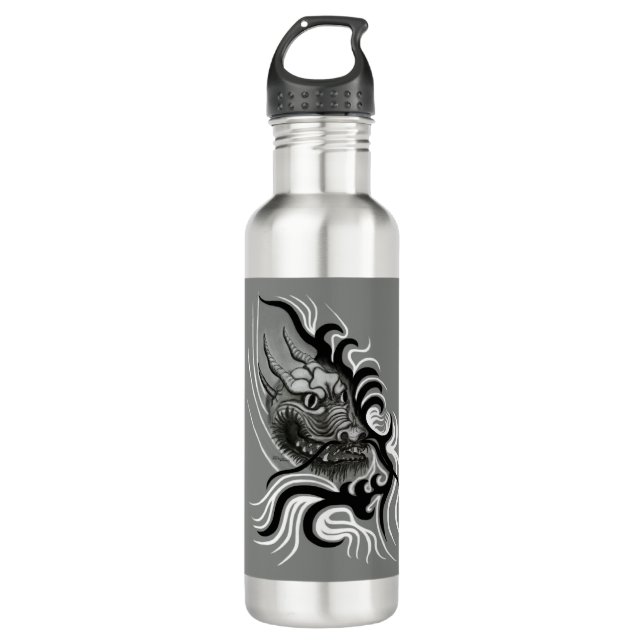 Botella De Agua Dragón chino en tatuaje (Anverso)