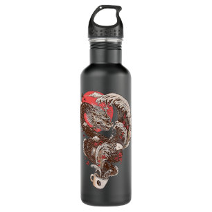 Botella De Agua Dragon Coffee Cup Great Wave Japan Themed 