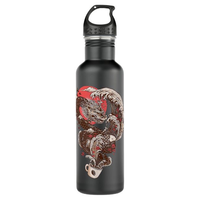 Botella De Agua Dragon Coffee Cup Great Wave Japan Themed  (Anverso)