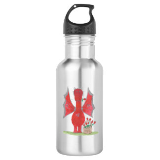 Botella De Agua Dragón con rosas rojas