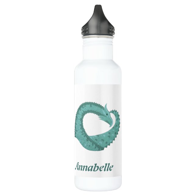 Botella De Agua Dragón de corazón verde sabio personalizado sobre  (Izquierda)