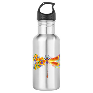 Botella De Agua Dragón de flores amarillas