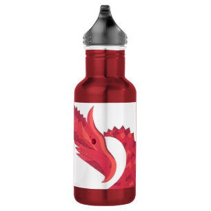 Botella De Agua Dragón del corazón rojo en blanco