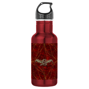 Botella De Agua Dragón dorado rojo