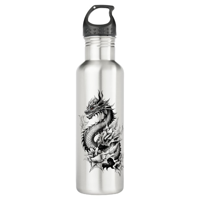 Botella De Agua Dragon Fantasy Wild Animal Ilustracion Tattoo (Anverso)