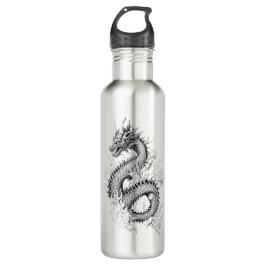 Botella De Agua Dragon Fantasy Wild Animal Ilustracion Tattoo