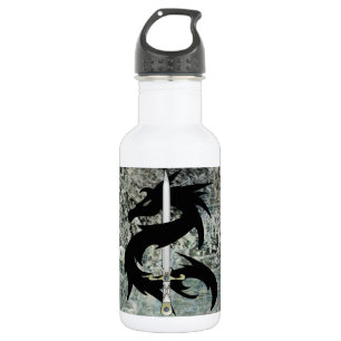 Botella De Agua Dragón negro y espada