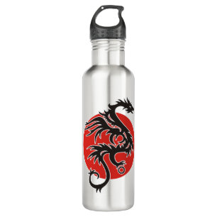 Botella De Agua Dragon Sun - blanco rojo negro + tus ideas