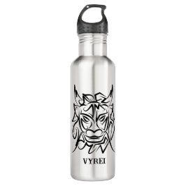 Botella De Agua Dragón tribal blanco y negro