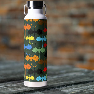 Botella De Agua Dragones Fantasía de Vuelo Verde