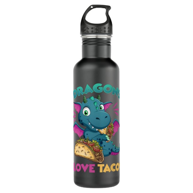 Botella De Agua Dragones infantiles con alas amamos a los tacos Gr (Anverso)