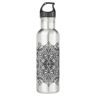 Botella De Agua Dragonflies Mandala Black Tribal