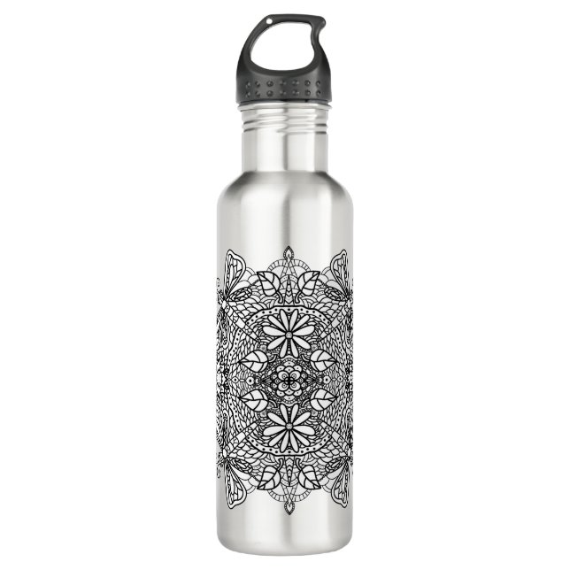 Botella De Agua Dragonflies Mandala Black Tribal (Anverso)